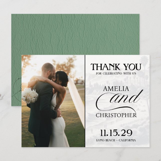 Green California Passport Thank You Card (Front/Back)