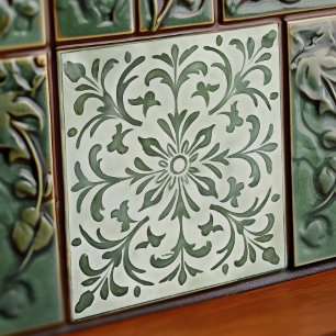 Green Calla Lily Backsplash Repro Art Nouveau Tile