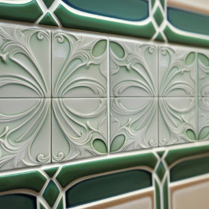 Green Calla Lily Backsplash Repro Art Nouveau Tile