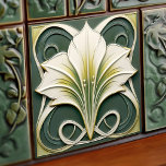 Green Calla Lily Backsplash Repro Art Nouveau Tile<br><div class="desc">Welcome to CreaTile! Here you will find handmade tile designs that I have personally crafted and vintage ceramic and porcelain clay tiles, whether stained or natural. I love to design tile and ceramic products, hoping to give you a way to transform your home into something you enjoy visiting again and...</div>
