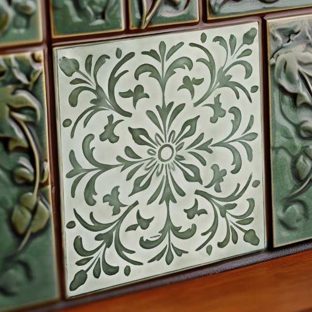 Green Calla Lily Backsplash Repro Art Nouveau Tile (Creator Uploaded)