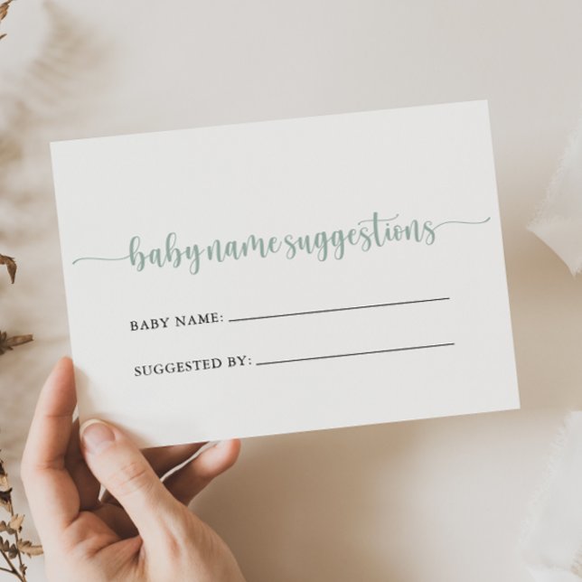 Green Calligraphy Baby Name Suggestions Card (Creator Uploaded)
