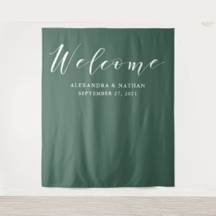 Green Calligraphy Backdrop   Photo Booth Prop Tapestry