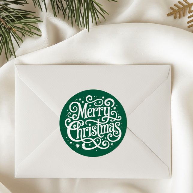 Green Calligraphy Merry Christmas Envelope Seal (Creator Uploaded)