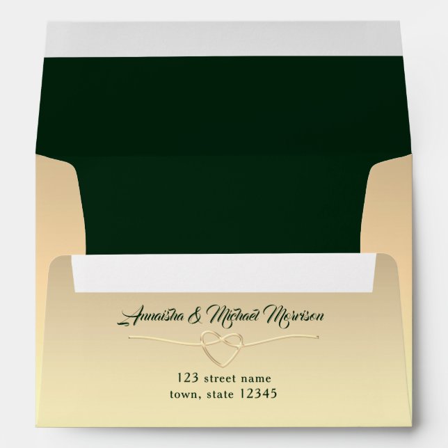 Green Calligraphy Wedding Return Address 5x7 Envelope (Back (Bottom))
