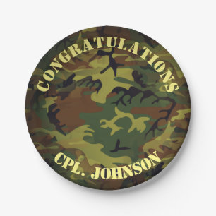 Green Cammo Paper Plate
