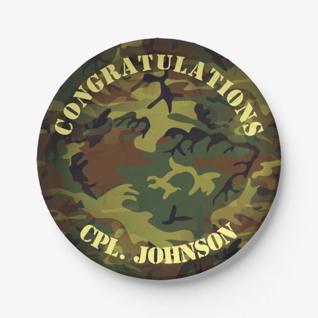 Green Cammo Paper Plate (Front)