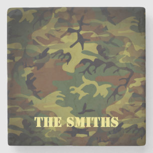 Green Cammo Stone Coaster