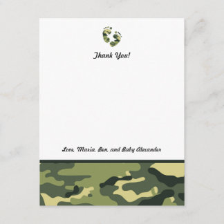 Green Camo Baby Shower Thank you notes feet
