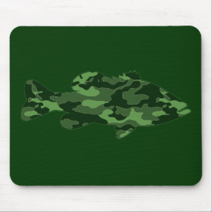 Green Camo Bass Fishing Mouse Mat