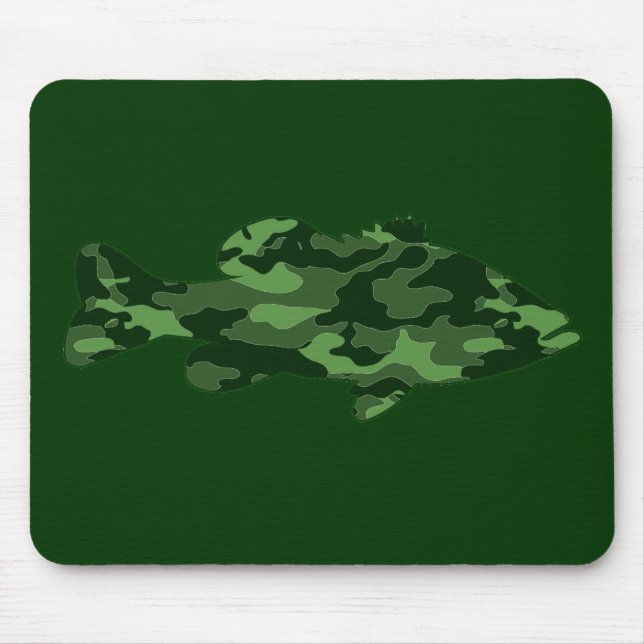 Green Camo Bass Fishing Mouse Mat (Front)