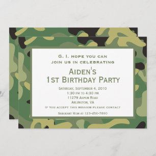 Green Camo   Birthday Party Invitation