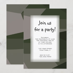 Green Camo Block All Purpose Party Invitation