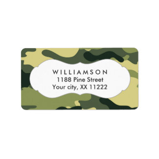 green camo camouflage address labels favour tag