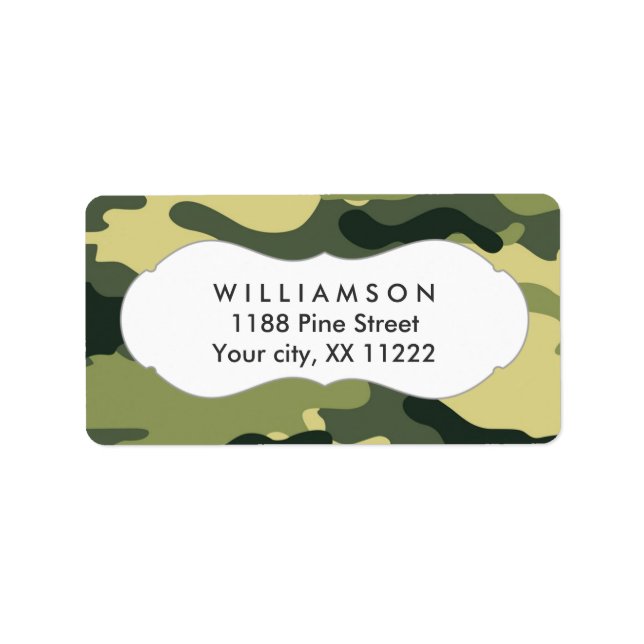green camo camouflage address labels favour tag (Front)