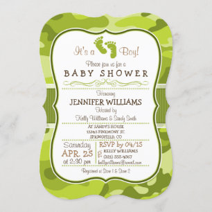 Green Camo, Camouflage Baby Shower Invitation