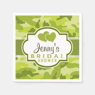 Green Camo, Camouflage Bridal Shower Napkin