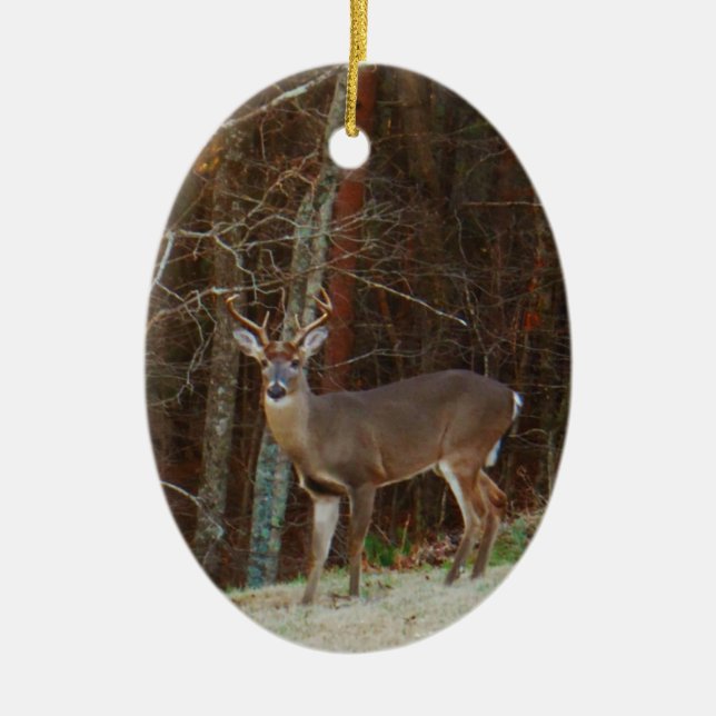 Green Camo,Camouflage Deer Ceramic Tree Decoration (Front)