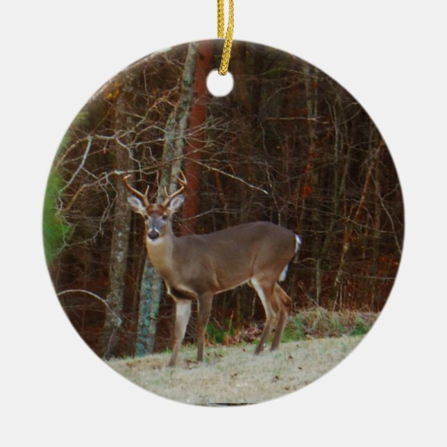 Green Camo,Camouflage Deer personalised Ceramic Tree Decoration (Front)