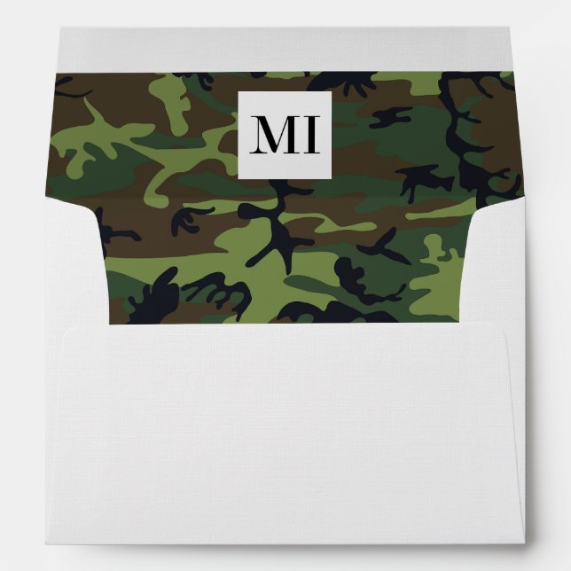 Green Camo, Camouflage, Military, Army Envelope (Back (Bottom))