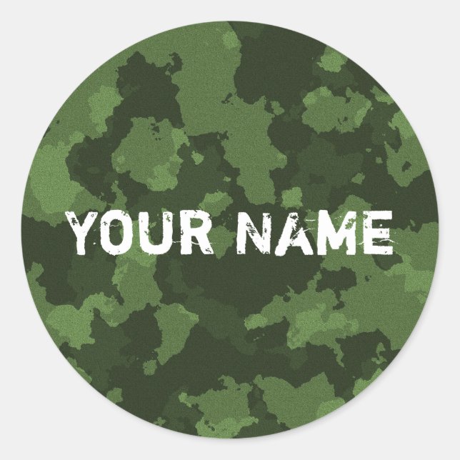 green camo classic round sticker (Front)