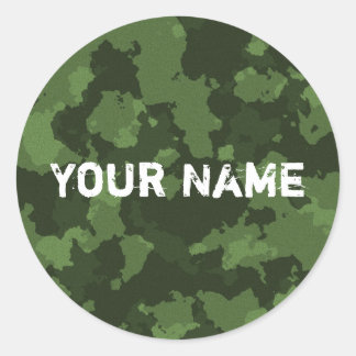 green camo classic round sticker