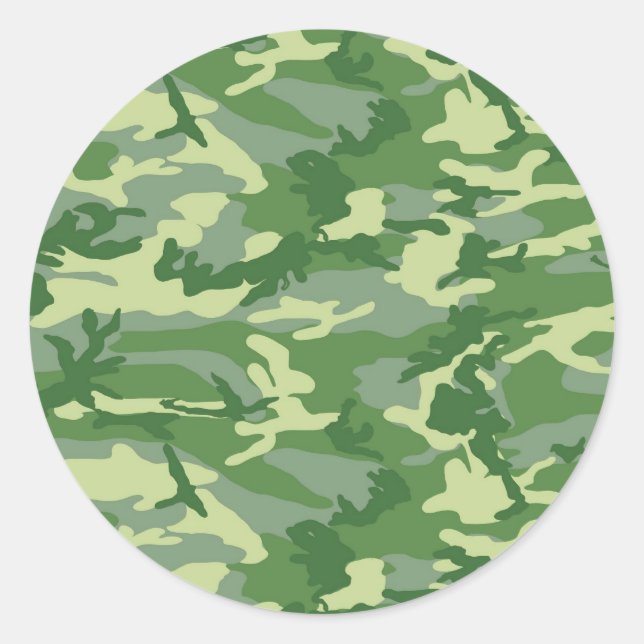 Green Camo Classic Round Sticker (Front)