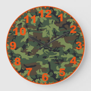 Green Camo Clock With Numbers