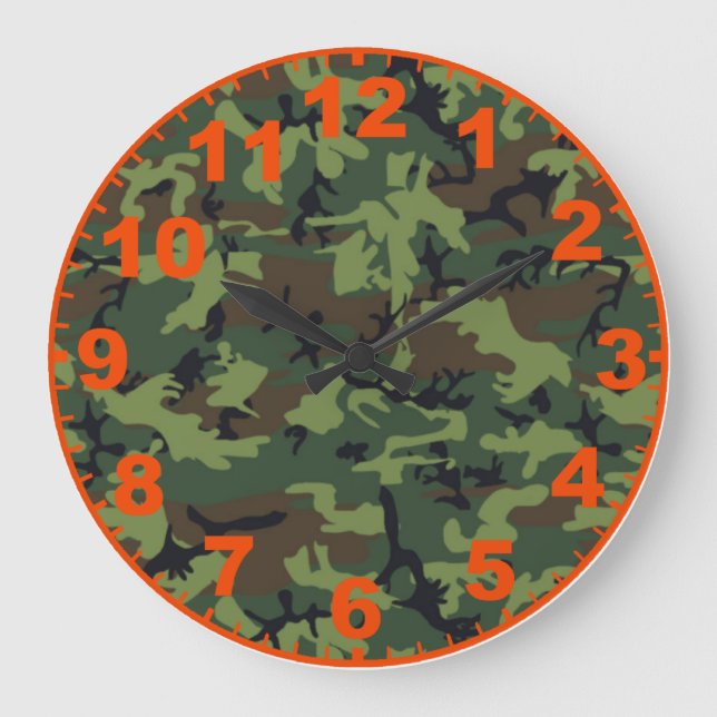 Green Camo Clock With Numbers (Front)