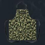 Green Camo Custom Name Apron<br><div class="desc">Green camo apron with custom name. Add any persons name for a special gift or occasion. Visit my shop for the entire kitchen apron design collection.</div>