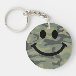 Green Camo Face Key Ring
