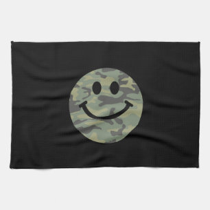 Green Camo Face Tea Towel