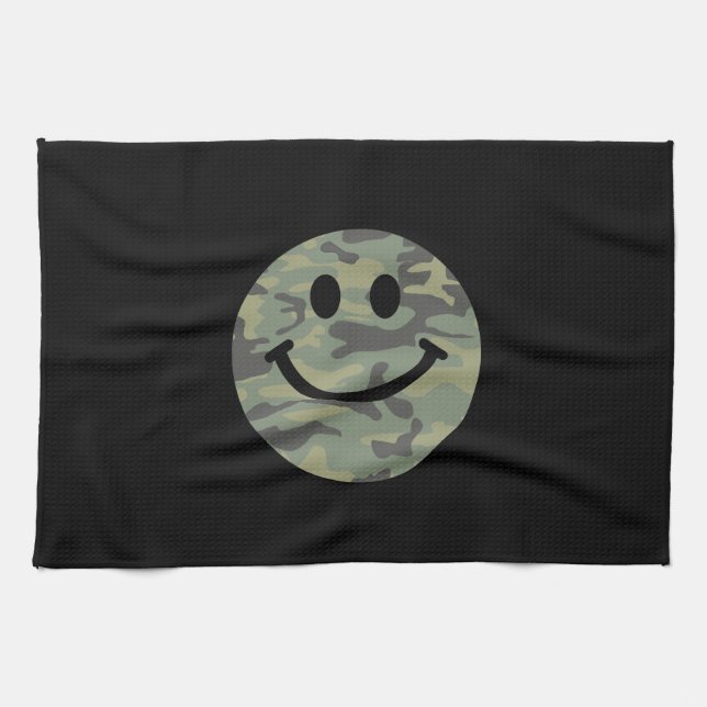 Green Camo Face Tea Towel (Horizontal)