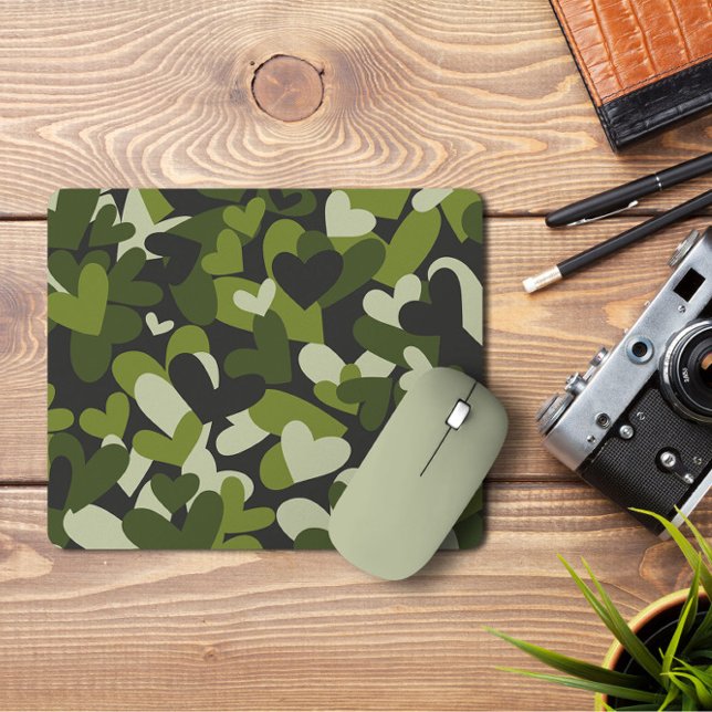 Green Camo Hearts | Camo Hearts Mousepad (Creator Uploaded)
