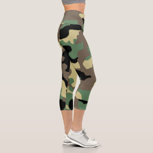 Green Camo High Waisted Capri Leggings