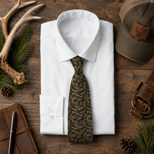 Green Camo Hunter Rustic Pattern Tie