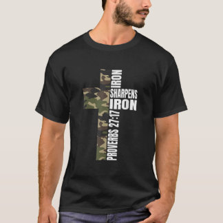 Green Camo Iron Sharpens Iron Christian Verse Fami T-Shirt