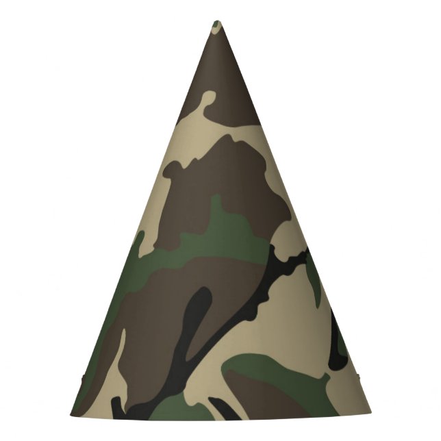 Green Camo Paper Party Hats (Front)