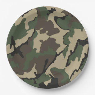 Green Camo, Paper Party Plates