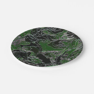 Green Camo Paper Plate