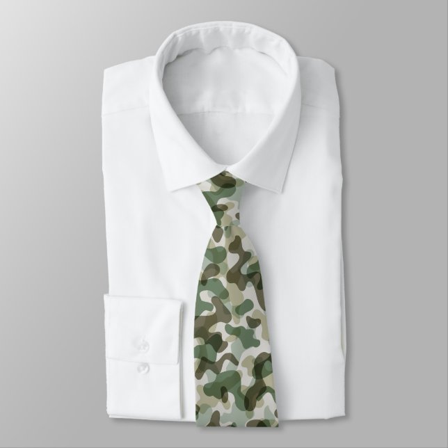 Green Camo pattern in earth tones Tie (Tied)