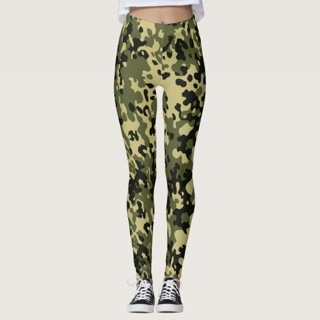 Green Camo Pattern Leggings (Front)