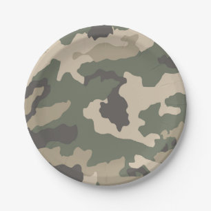 Green Camo Pattern Paper Plate