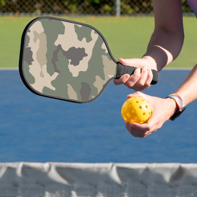 Green Camo Pattern Pickleball Paddle (Insitu)