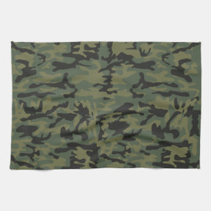 Green camo pattern tea towel