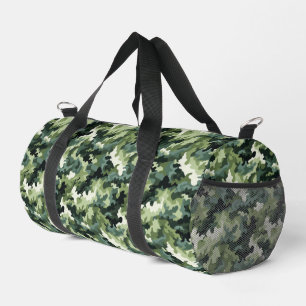 Green Camo Print Duffle Bag