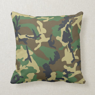 Green Camo Print Pattern Army Fatigue Cushion