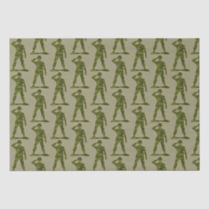 Green Camo Saluting Soldiers Pattern Tissue Paper