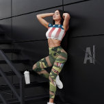 Green camo, tiger pattern, USA tattoo flag. Leggings<br><div class="desc">Green camo ripped pattern,  and USA tattoo flag,  the design is perfect for workouts,  outfits,  or a normal day,  and also as a gift.  this is a unique design from Army in.</div>