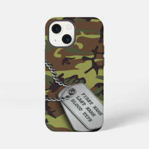 Green Camo w/ Dog Tag iPhone 13 Mini Case